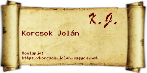 Korcsok Jolán névjegykártya